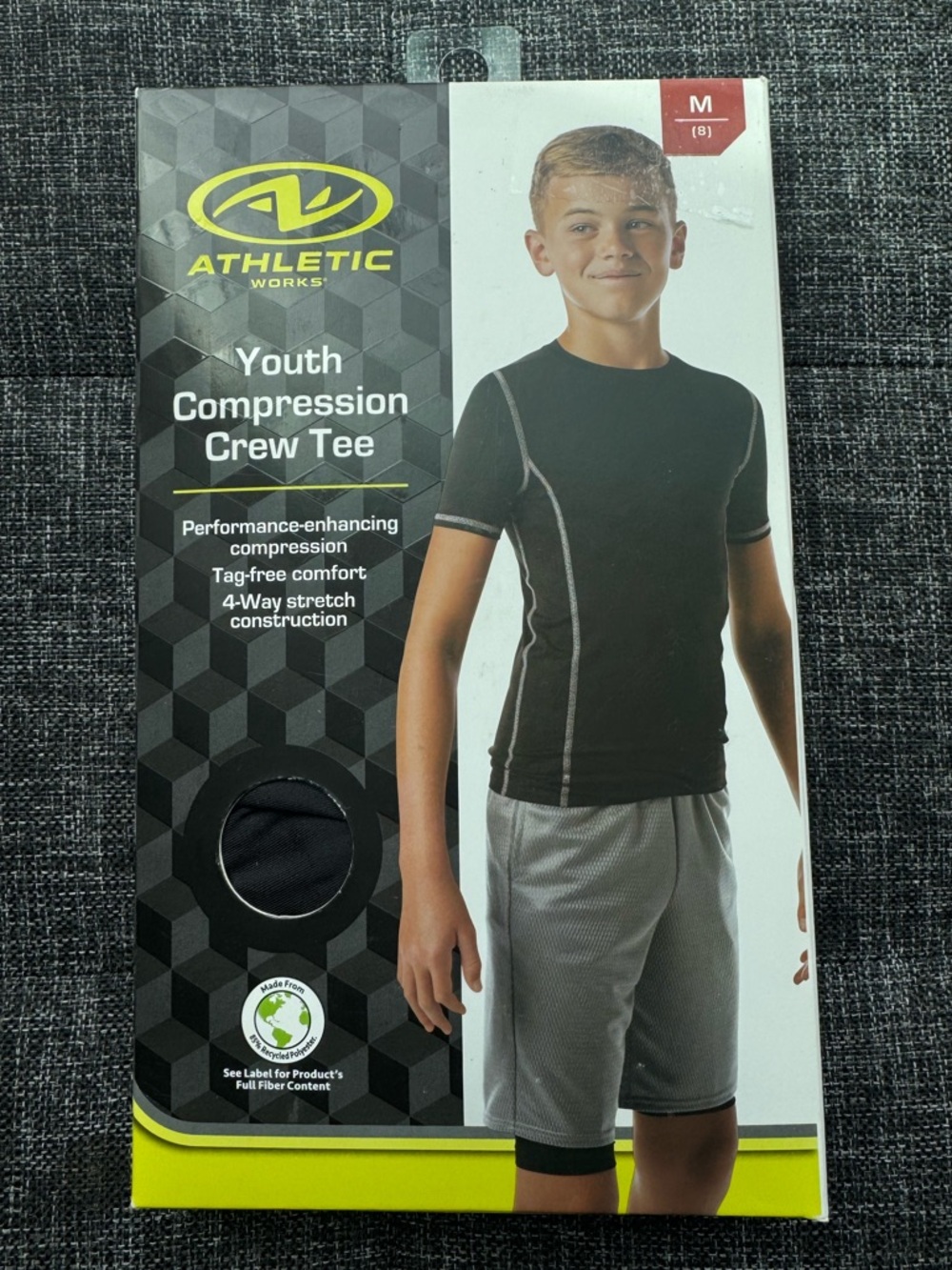 NWT Athletic Works Black Youth Compression Crew Tee (Size M/8)